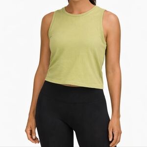 Lululemon Open Tie Back Tank Dew Green Crop Yoga Workout Top Size 10 Fits 8-10